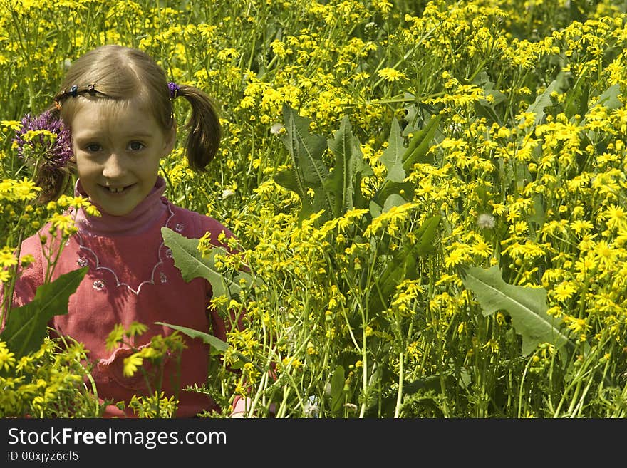 The girl on a yellow background