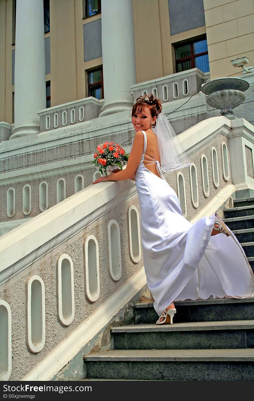 Photo of the happy bride in wedding day