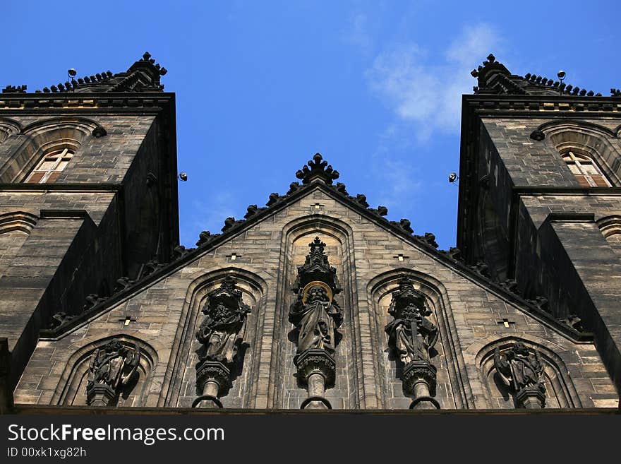 Gothic church of St. Peter and Paul on Vysehrad in Prague. Established in 1st half of 11 century, last rebuild was finished in 1903. Gothic church of St. Peter and Paul on Vysehrad in Prague. Established in 1st half of 11 century, last rebuild was finished in 1903.