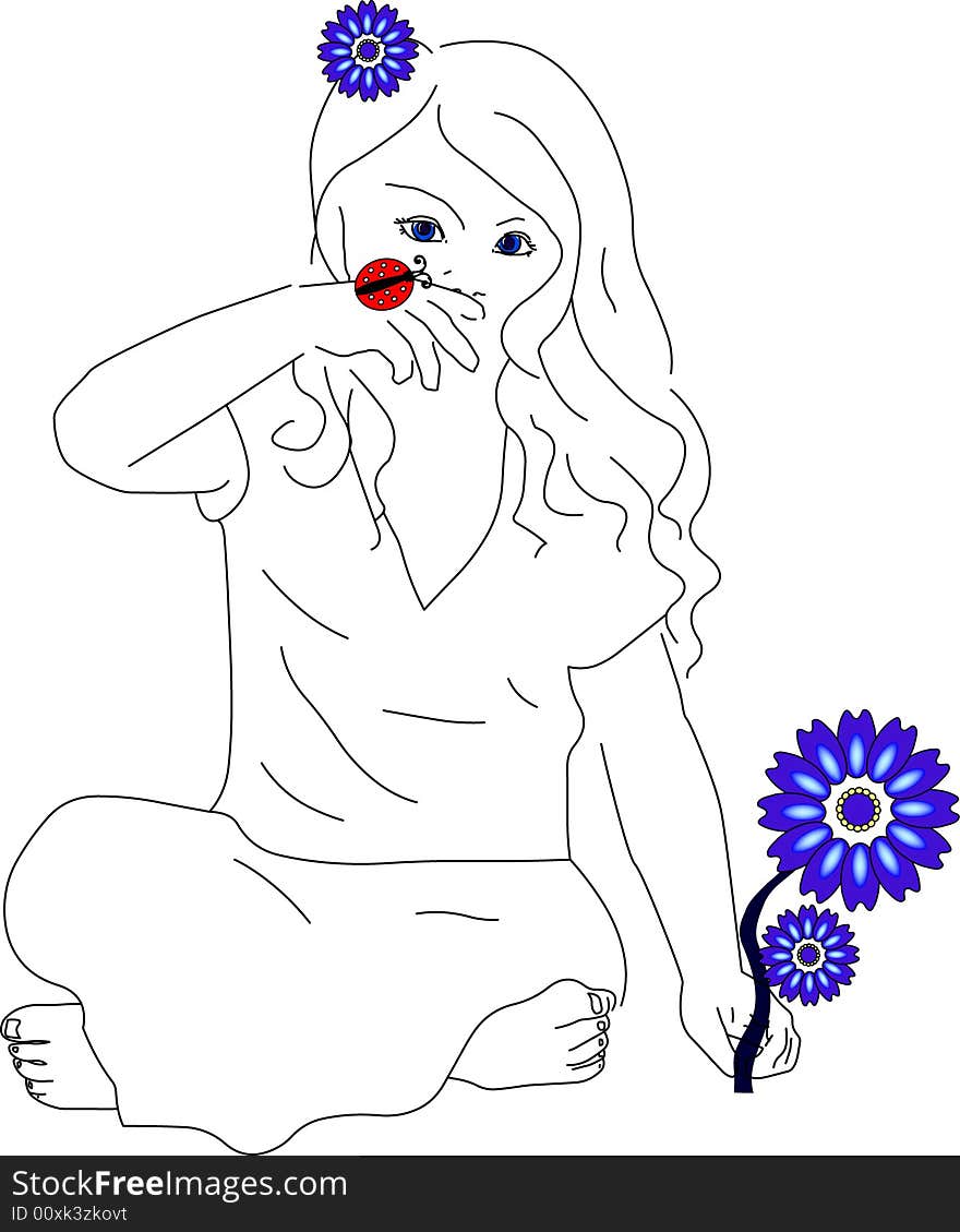 Girl with cornflowers