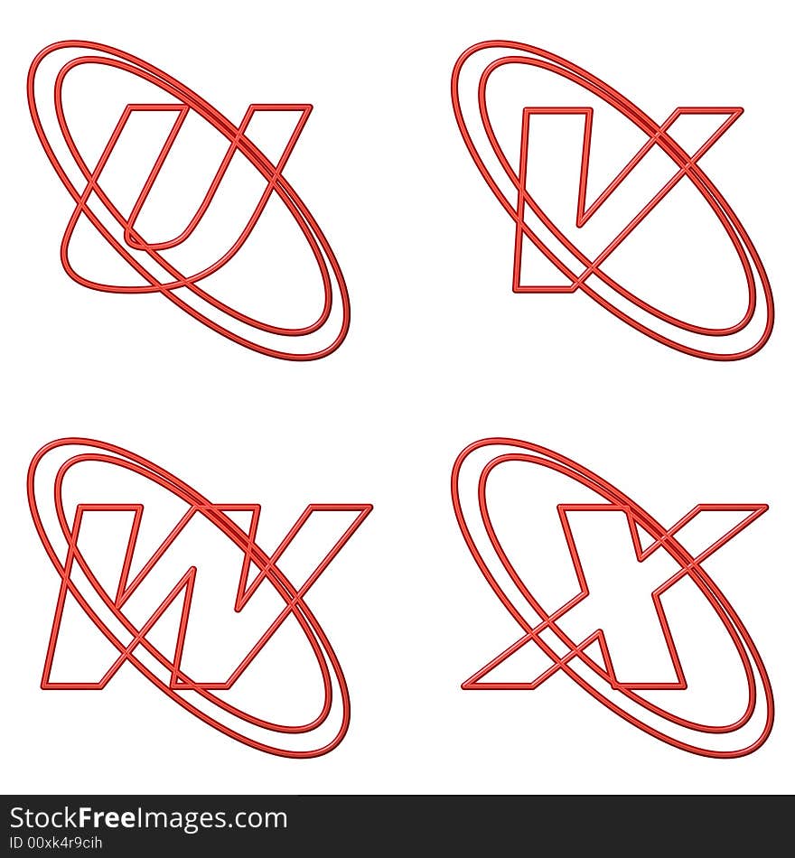 Capital Letters outline with surrounding circles in red colour. Capital Letters outline with surrounding circles in red colour.