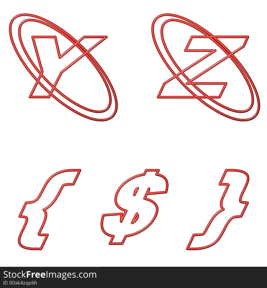 Capital Letters outline with surrounding circles in red colour. Capital Letters outline with surrounding circles in red colour.