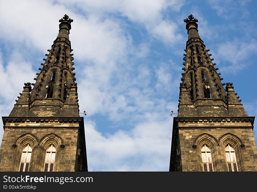 Gothic church of St. Peter and Paul on Vysehrad in Prague. Established in 1st half of 11 century, last rebuild was finished in 1903. Gothic church of St. Peter and Paul on Vysehrad in Prague. Established in 1st half of 11 century, last rebuild was finished in 1903.