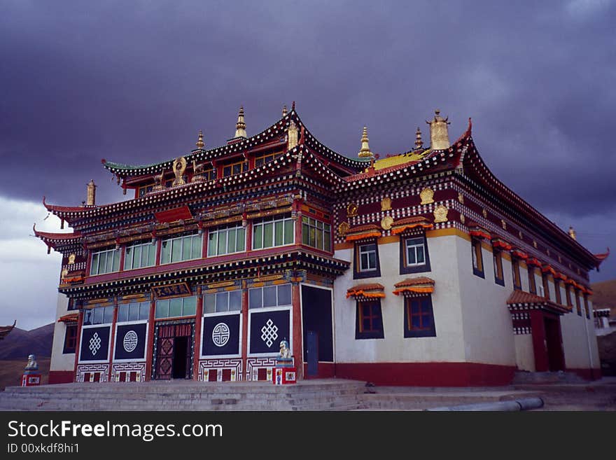 A hall of a lama temple, shot in yunnan province, china