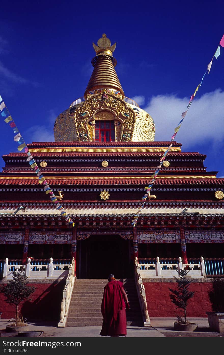 Golden tibetan pagoda, shot in sichuan province, china. Golden tibetan pagoda, shot in sichuan province, china