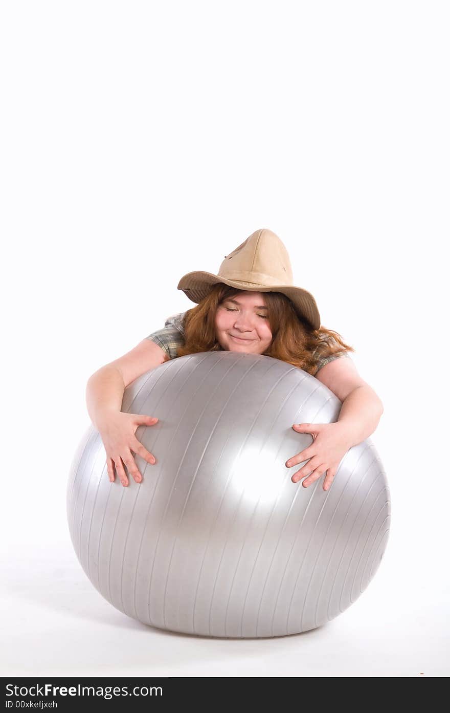 Happy woman with silver ball