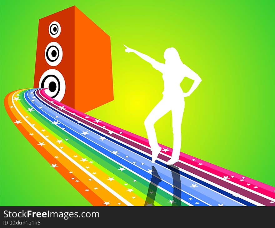 Dancing woman on a rainbow