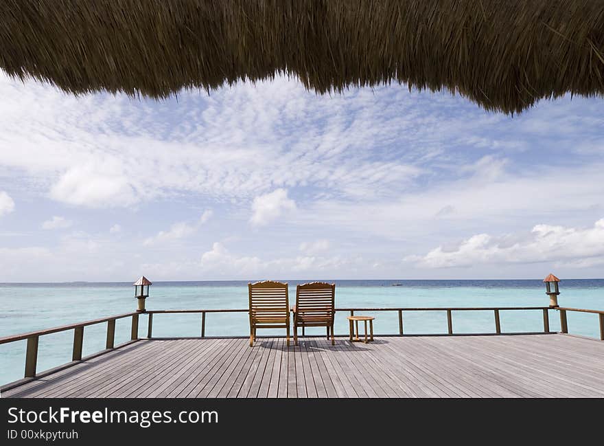 Maldives seascape on banyan tree island.