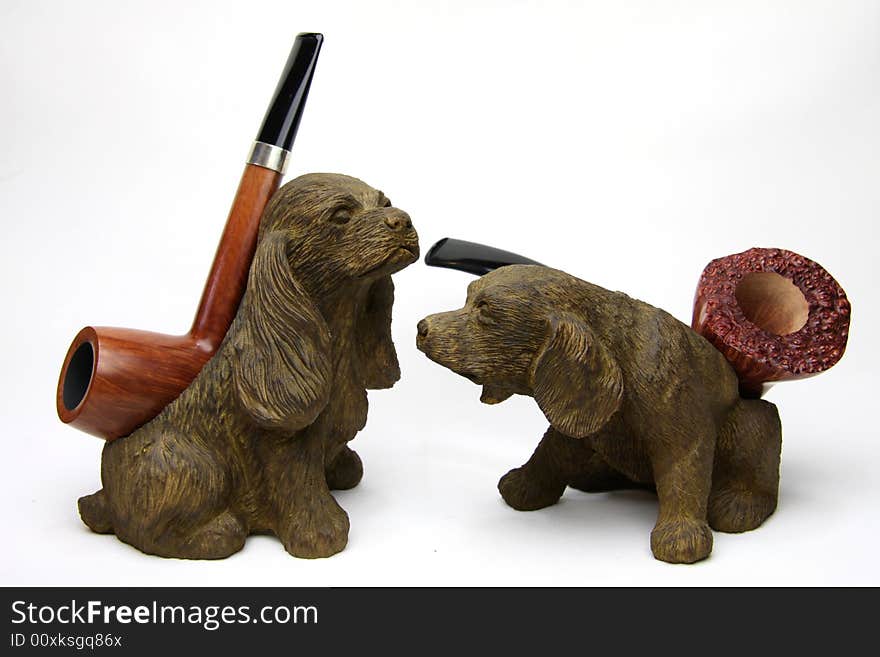 Two tobacco pipes on white background.