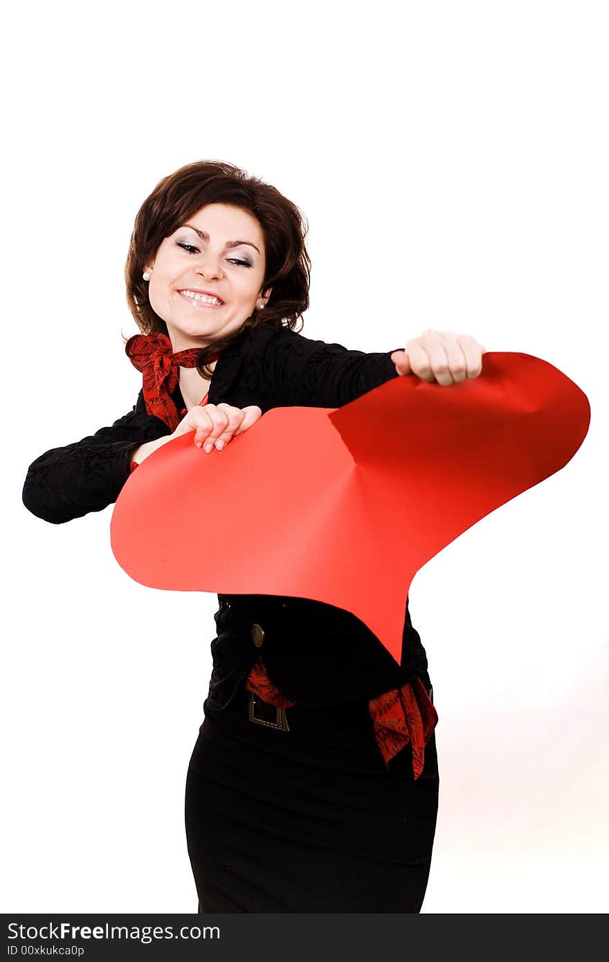 Woman Tearing Big Red Peper Heart