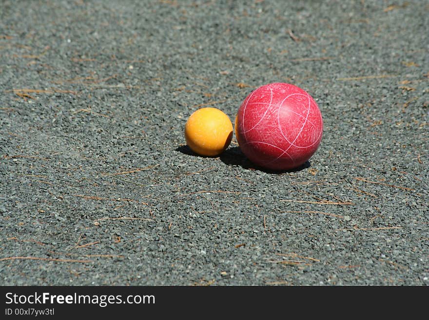 Red Bocce Ball Near The Pallino