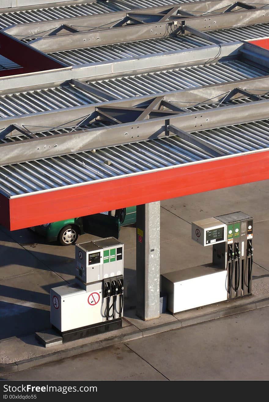 Gas Station seen from above. Gas Station seen from above