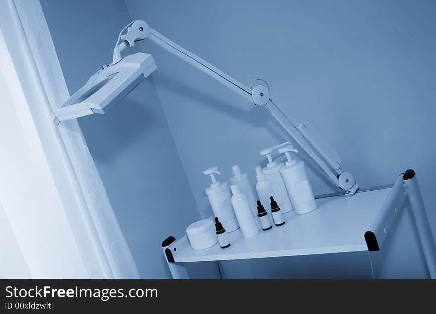 Bottles with cream standing on the table. Bottles with cream standing on the table