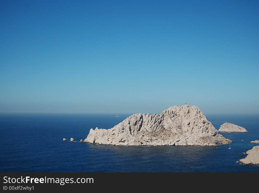 Some islands in the blue sea near Marcel in France