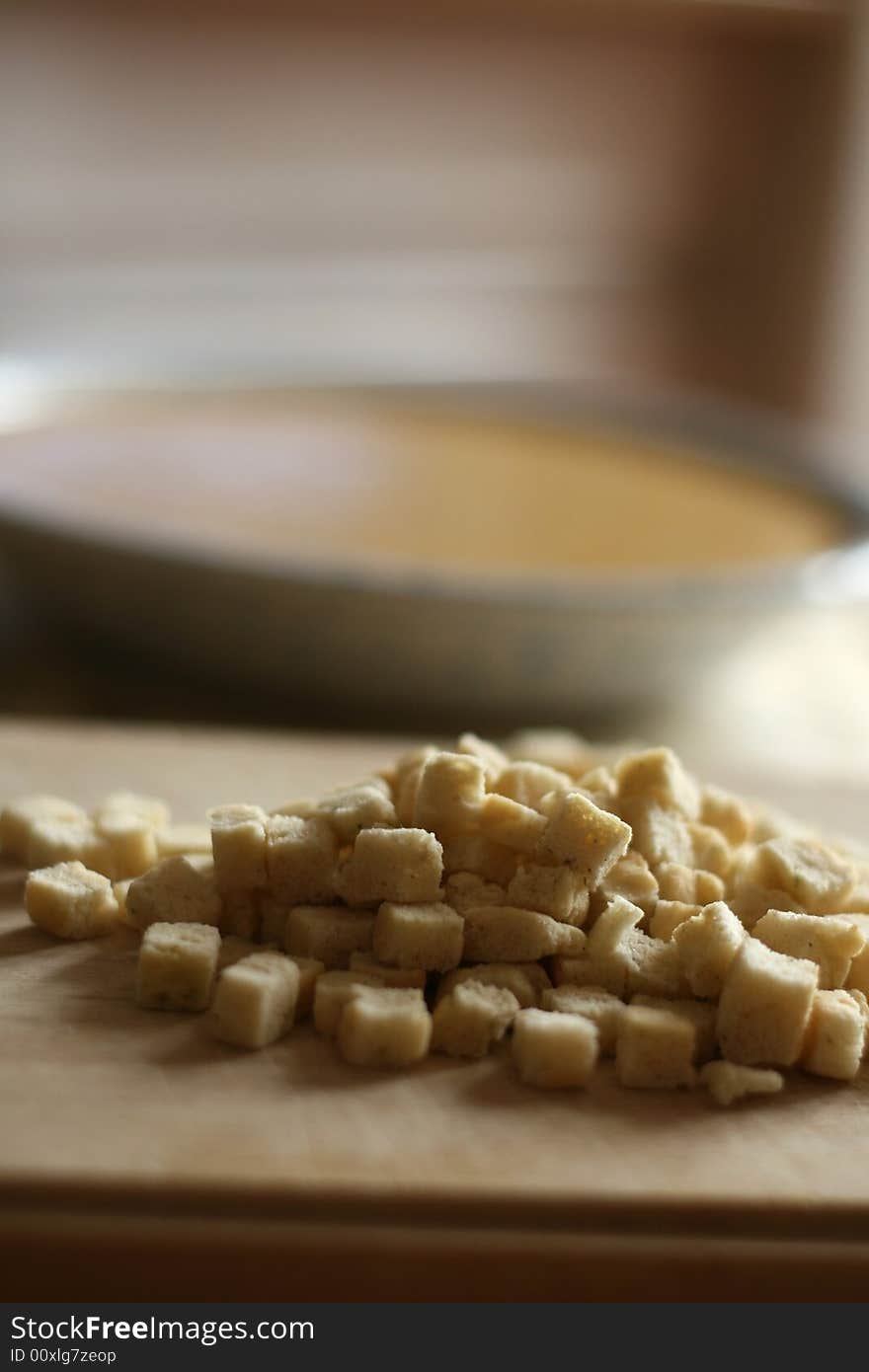 Cheese soup with some croutons