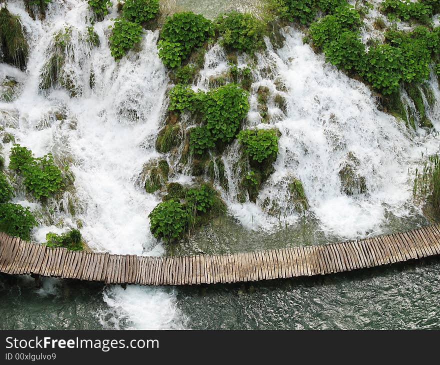 Waterfall in Croatia with green trees