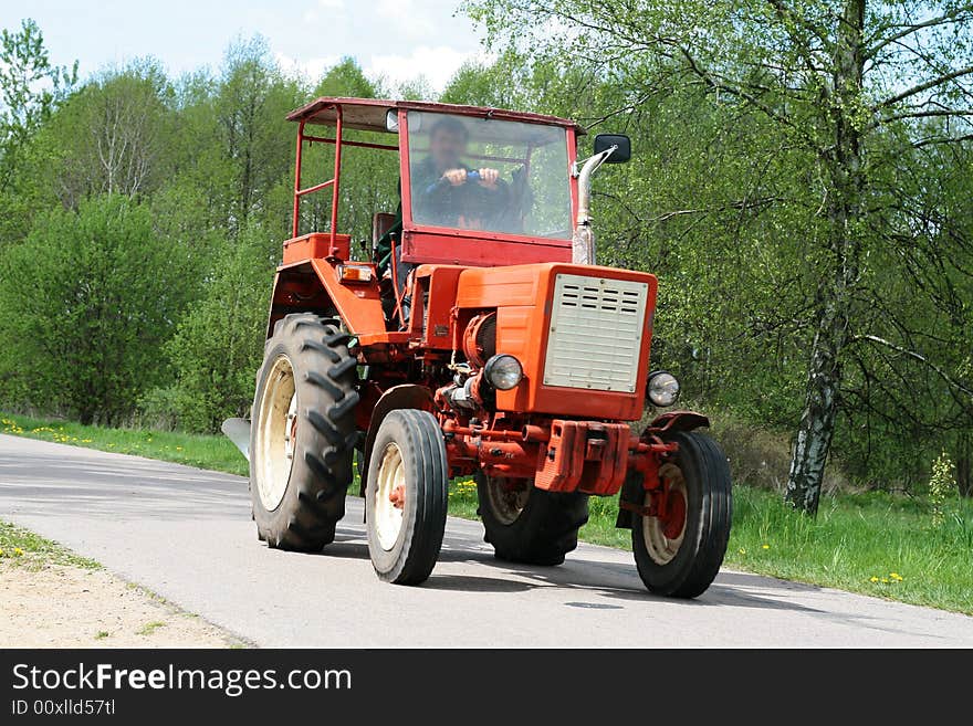 Poland farmer in tractor