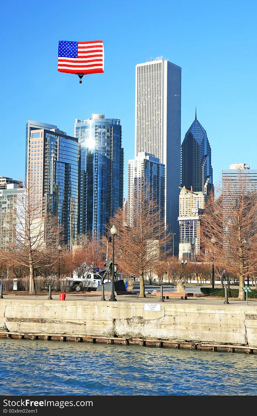 The high-rise buildings in the downtown Chicago. The high-rise buildings in the downtown Chicago