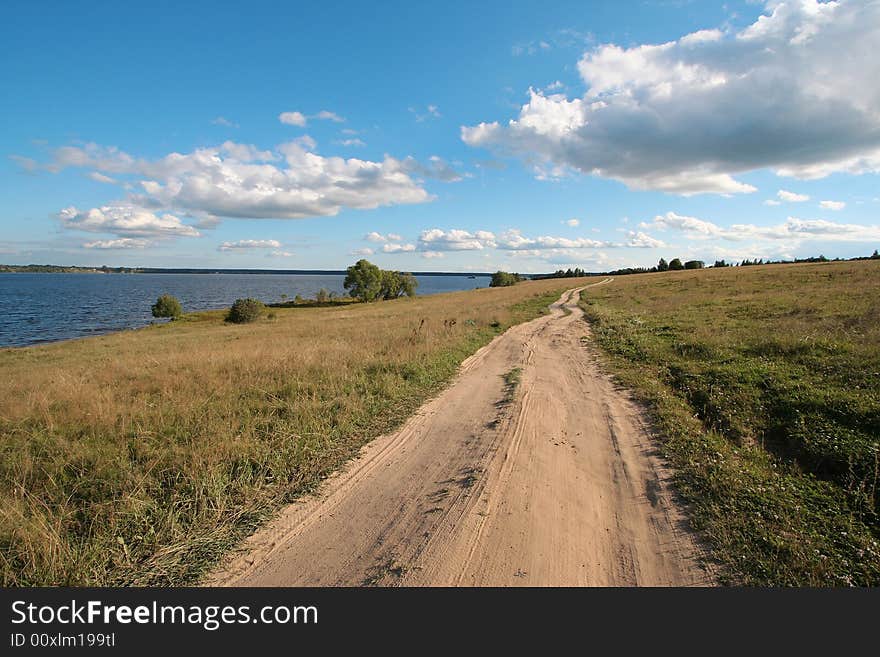 Landscape with russian country road