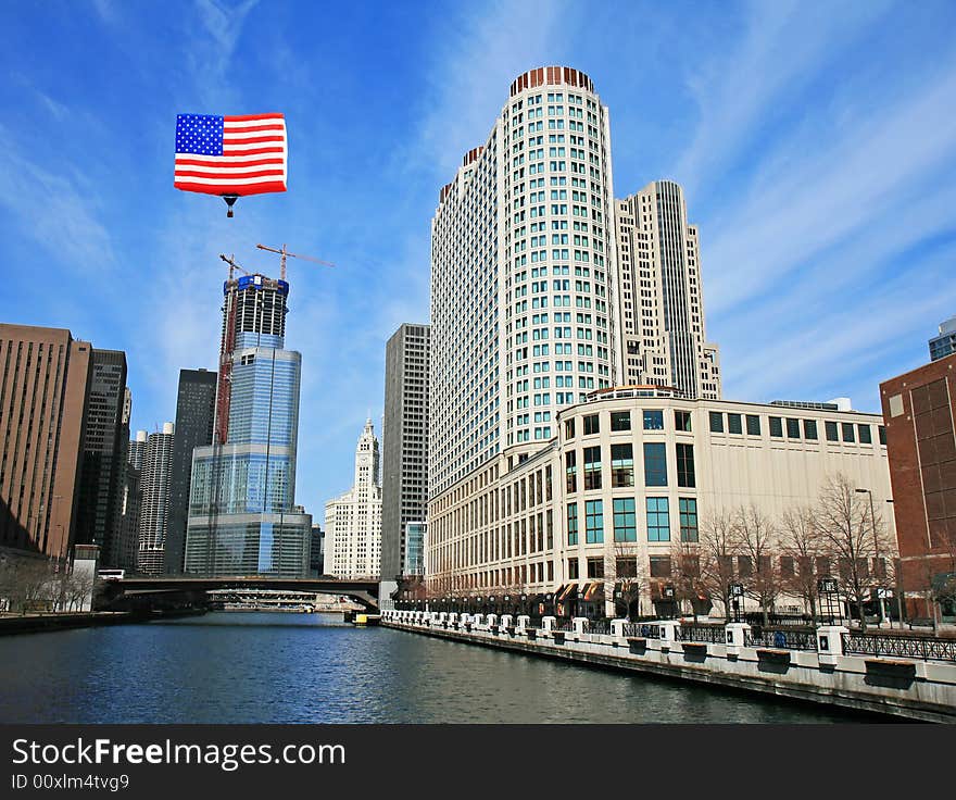 The high-rise buildings in Chicago