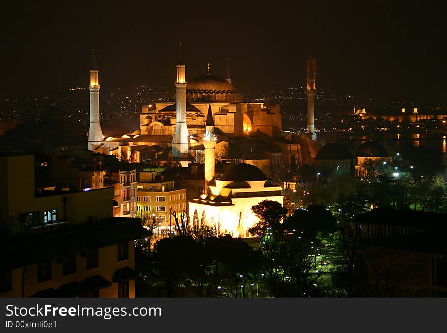 Hagia Sophia night view, Istanbul, Turkey.