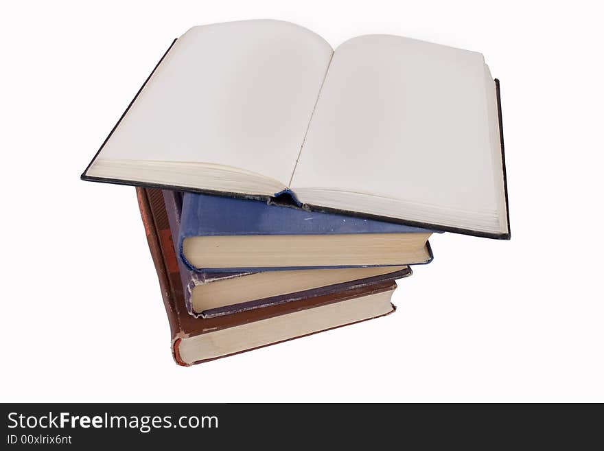 Old books on a white background. Old books on a white background