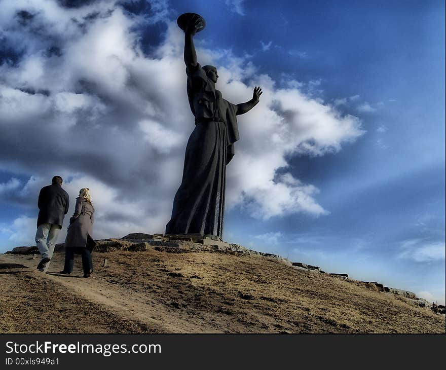 On this image sealed the memorial of the Second World War and two young people, that love each other. On this image sealed the memorial of the Second World War and two young people, that love each other