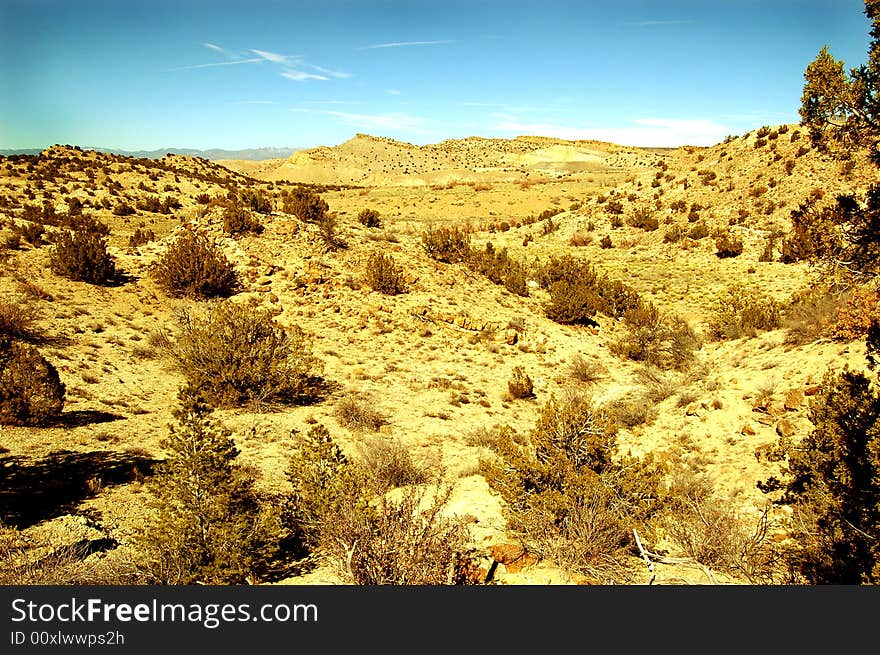 Dry, high desert view in New Mexico. Dry, high desert view in New Mexico.