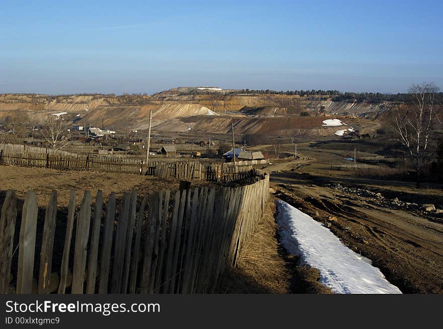 Russia, Bashkiria, Ural village of mining, sandpit