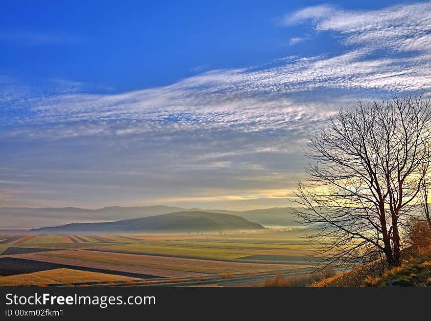 Foggy landscape in autumn morning HDR. Foggy landscape in autumn morning HDR