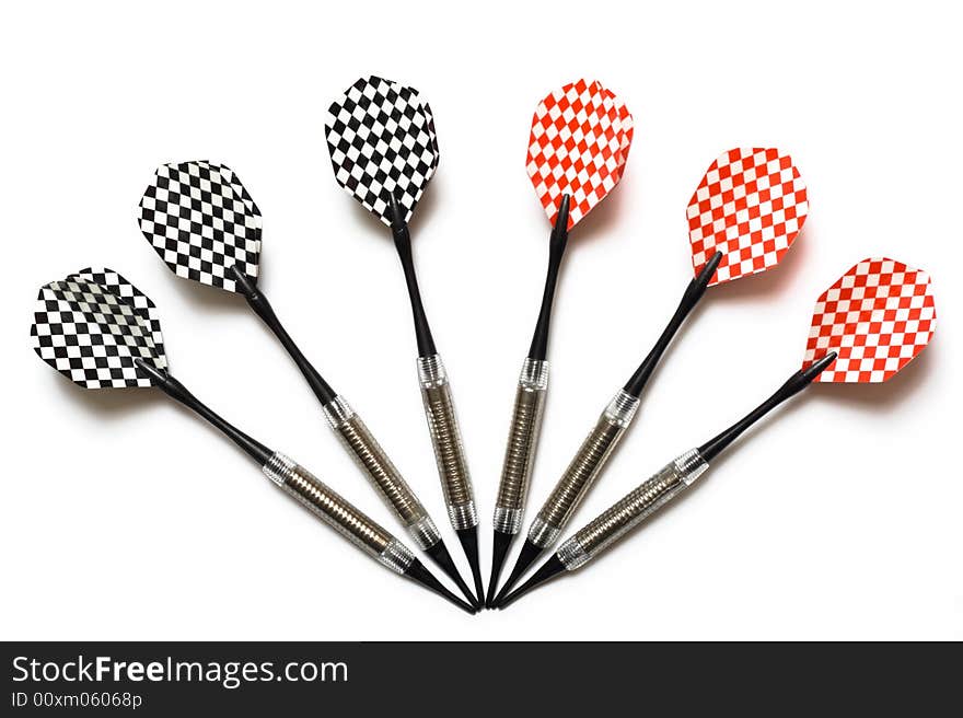 Red and black darts isolated