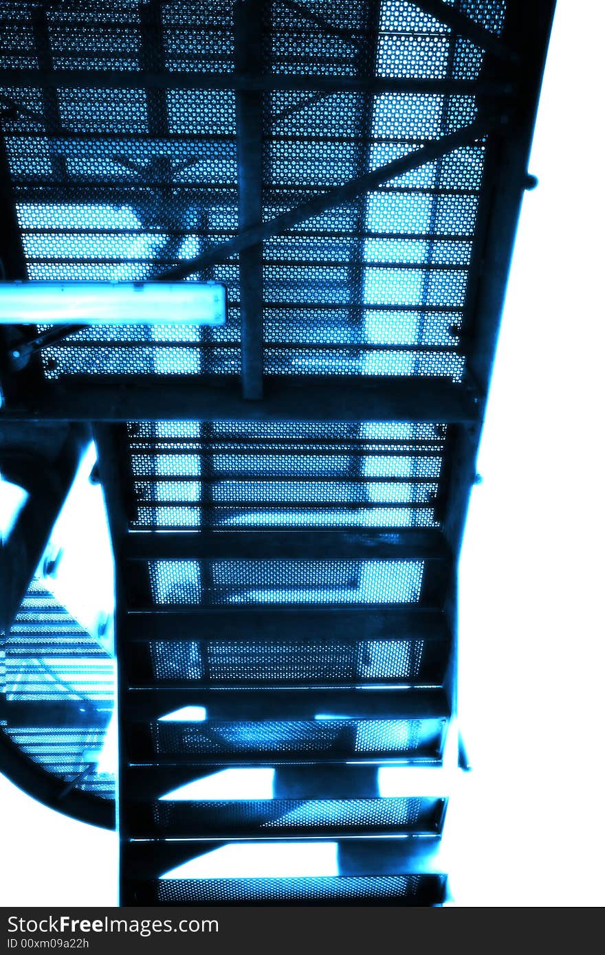 Abstract modern blue metal stairs