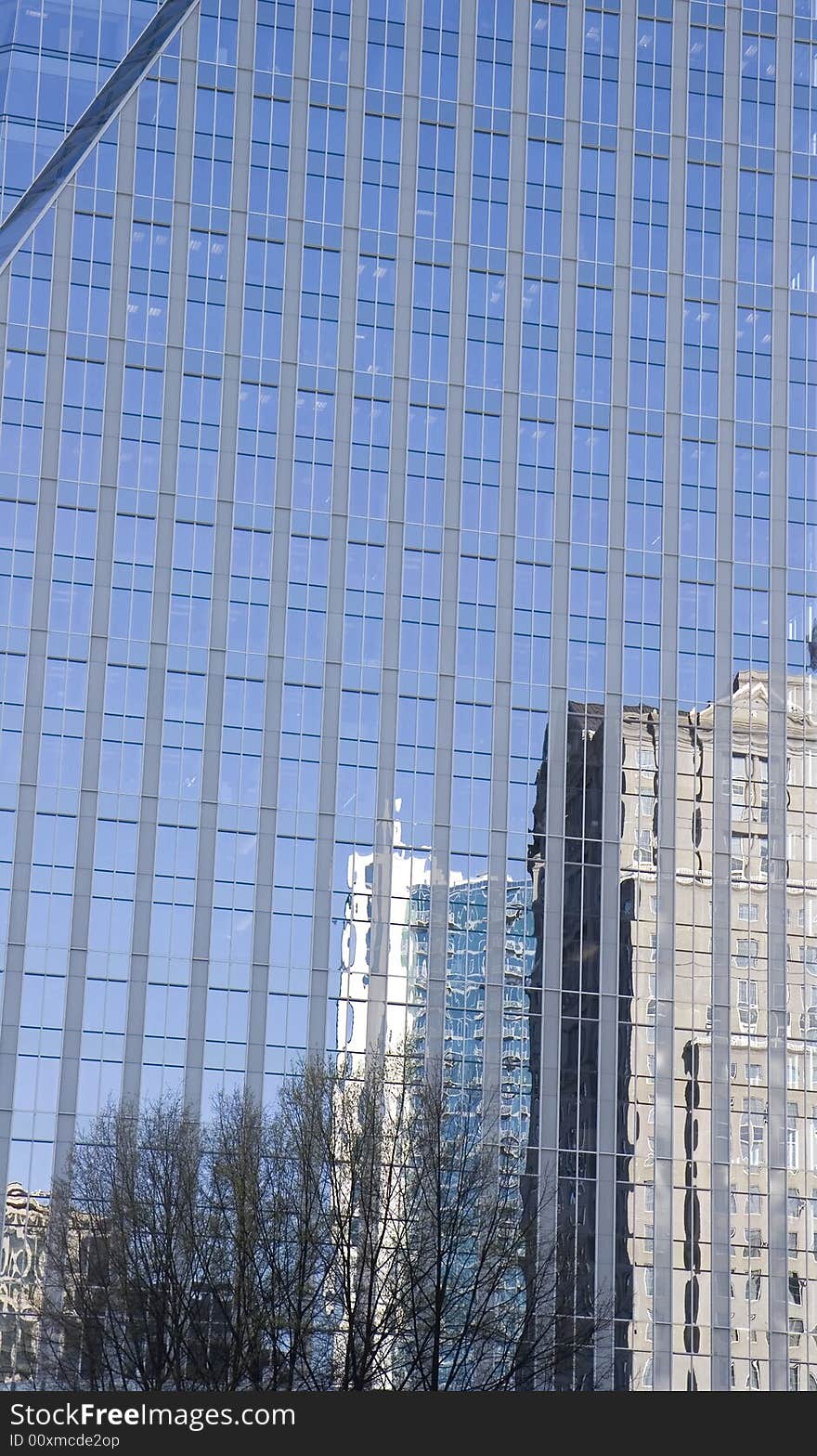 Skyline Reflected in Blue Glass