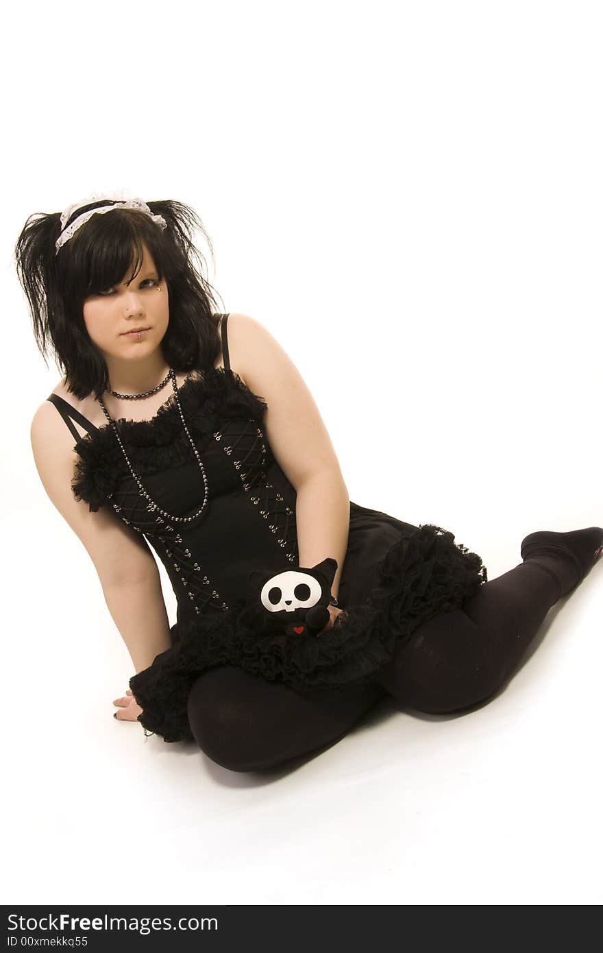 Pierced girl of gothic style