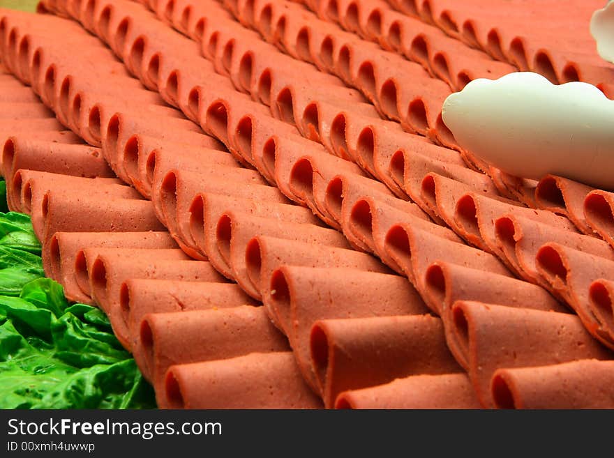 Sausage on a breakfast table