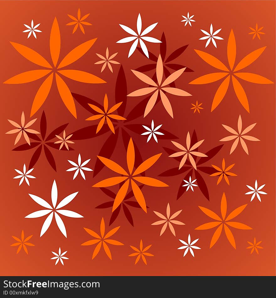 Stylized flowers pattern on a dark red background. Stylized flowers pattern on a dark red background.