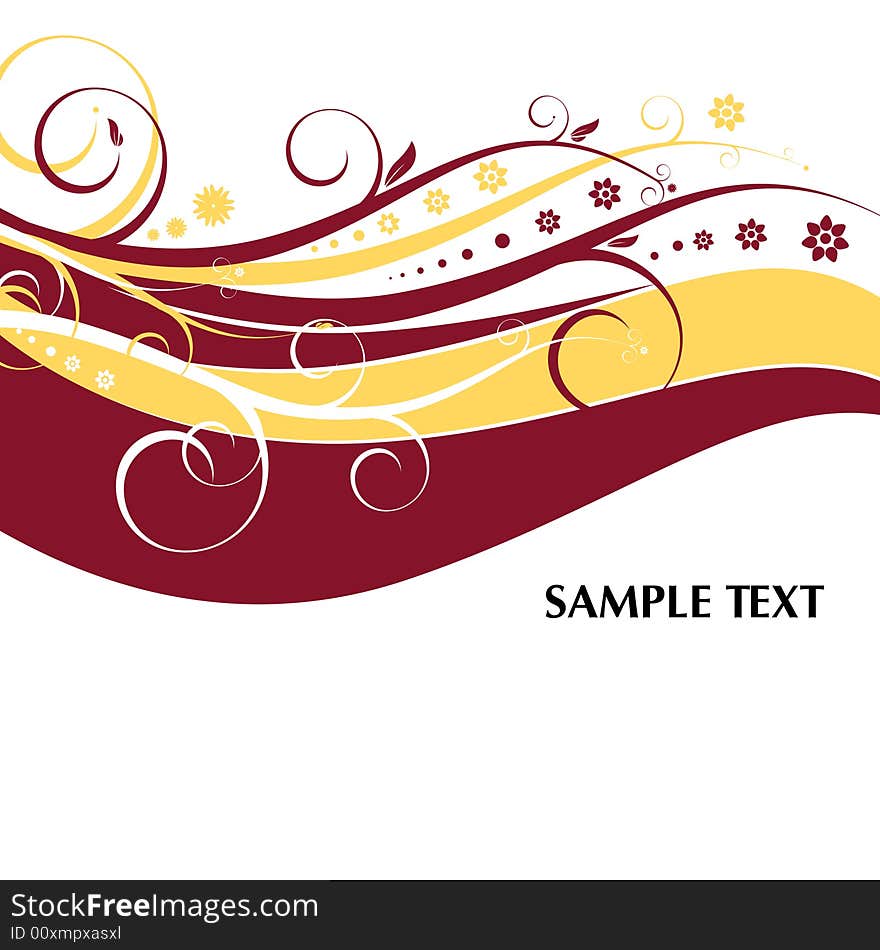 Abstract background with dark claret and yellow waves. Vector. Abstract background with dark claret and yellow waves. Vector