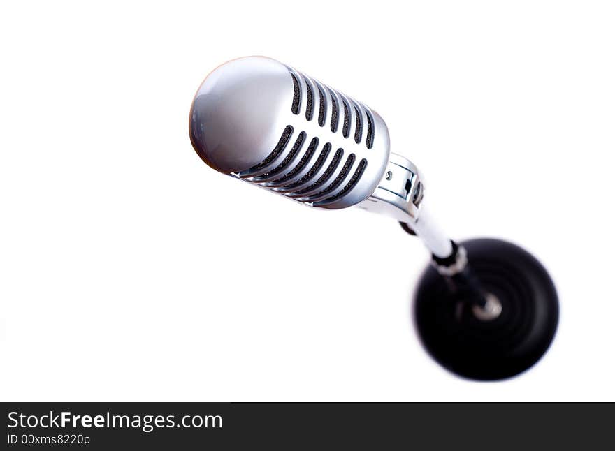 Vintage Microphone on White