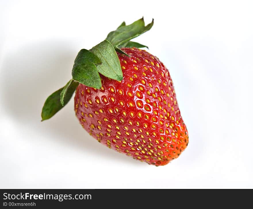 I single Strawberry isolated on white background