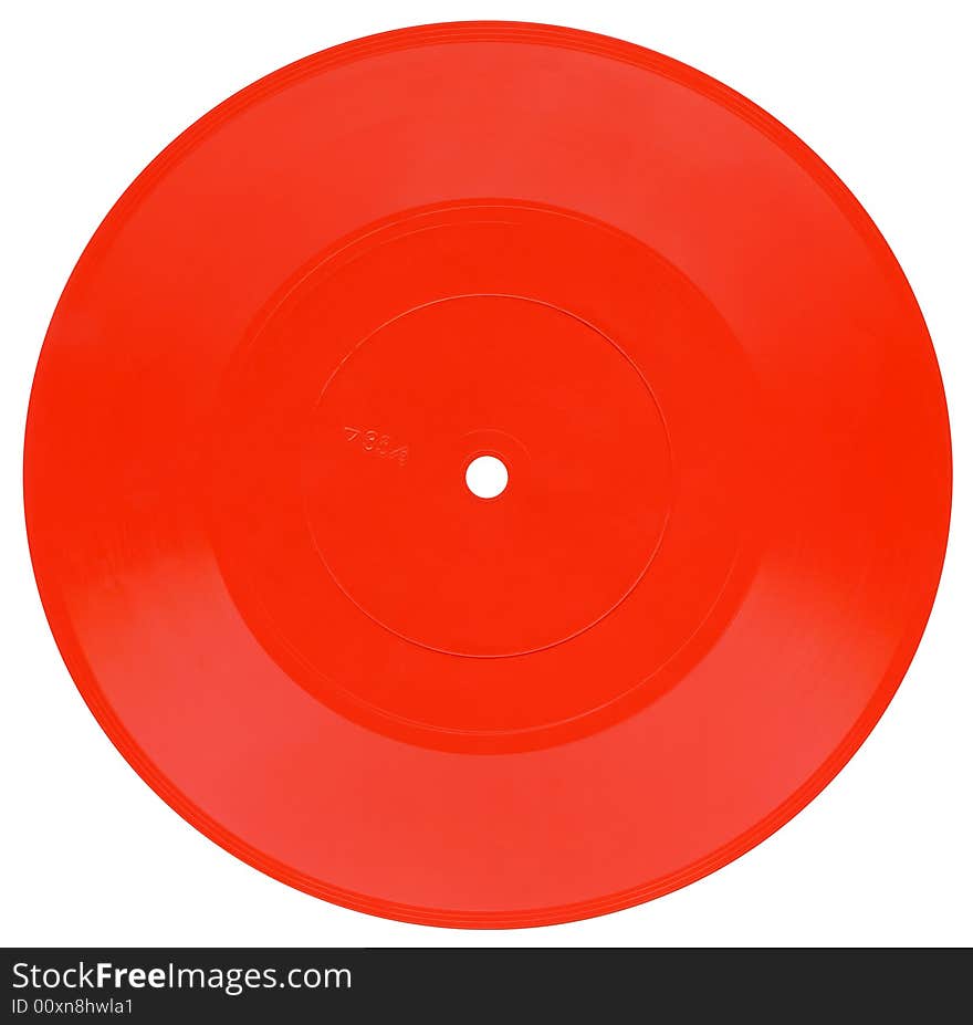 Red vintage vinyl record isolated on white