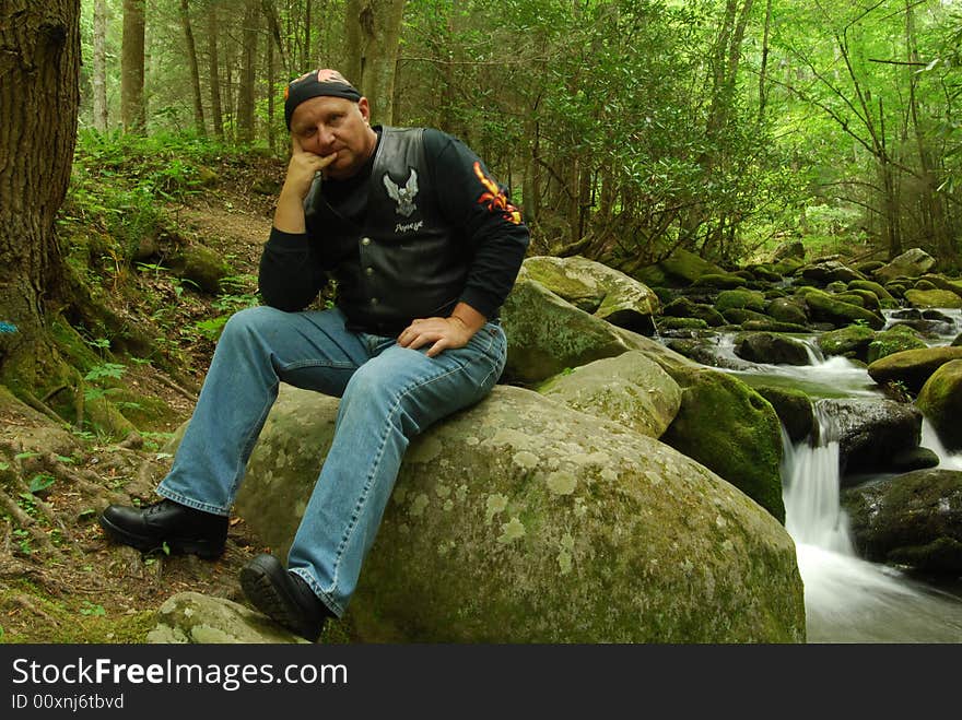 Sitting By Mountain Stream