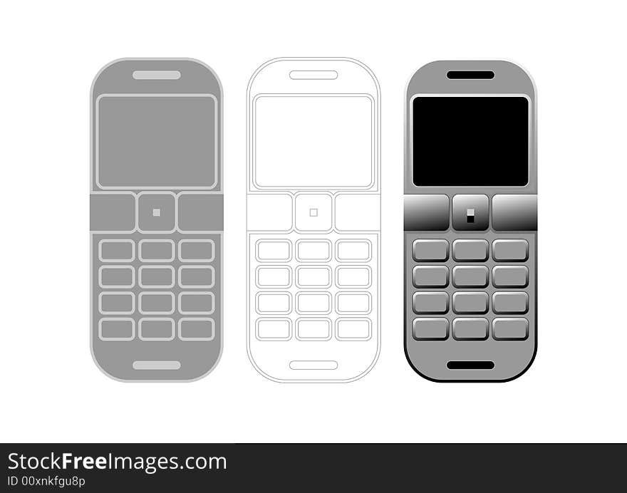 Grey picture of simple phone. Grey picture of simple phone