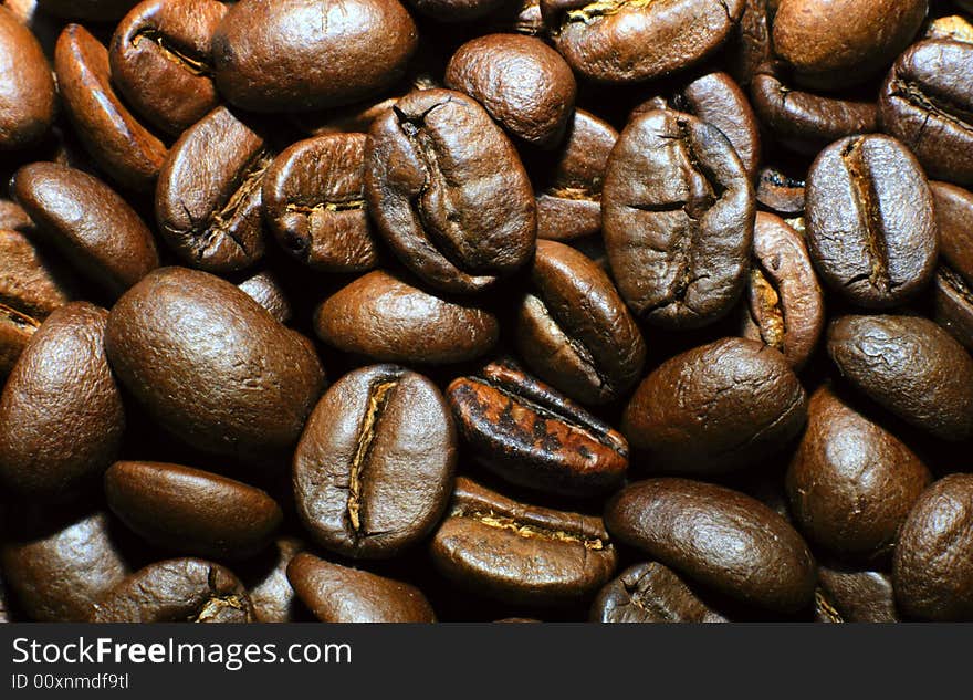 Coffee beans close up, macro