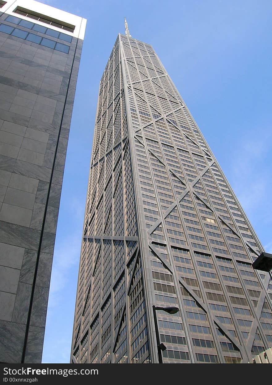 Looking up at the John Hancock Building. Looking up at the John Hancock Building.