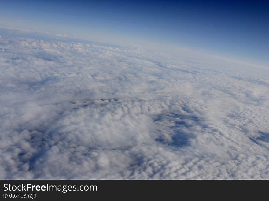 Atmospheric view of clouds with empty sky above