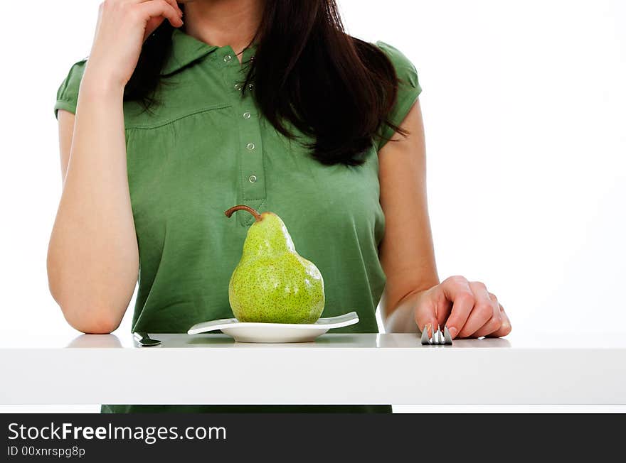 Woman with knife and fork on diet. Woman with knife and fork on diet