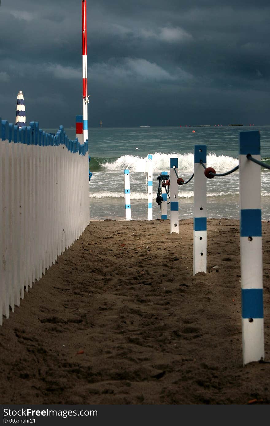 Storm on the sea with sun ray on the beach. summer contrast. Storm on the sea with sun ray on the beach. summer contrast