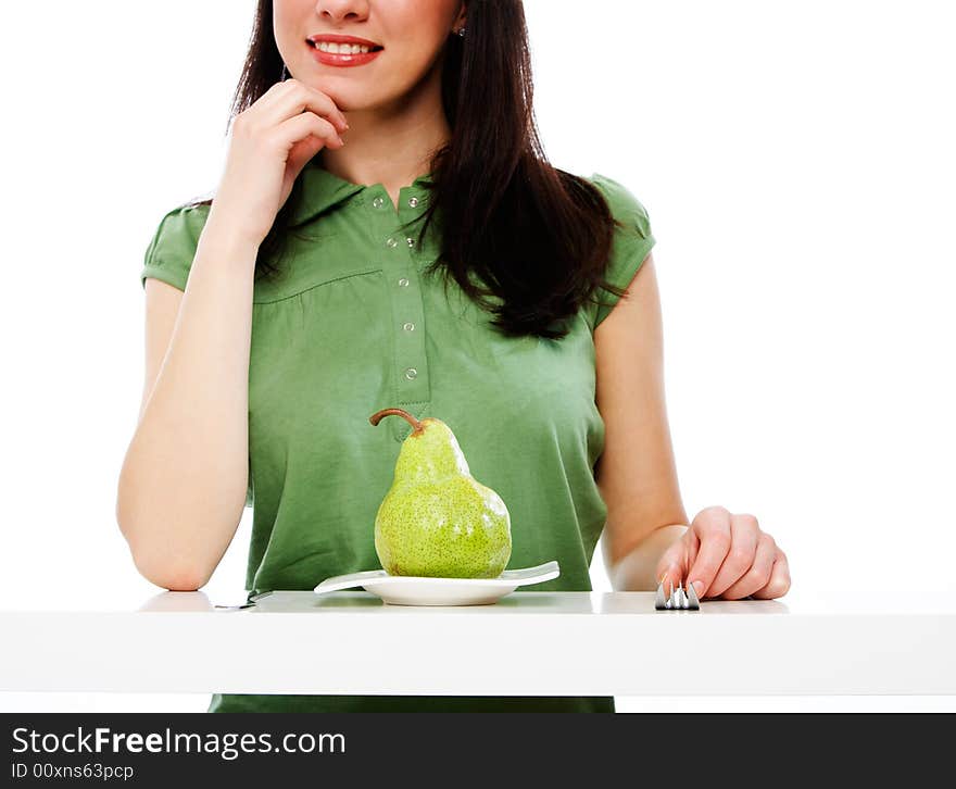 Woman with knife and fork on diet. Woman with knife and fork on diet