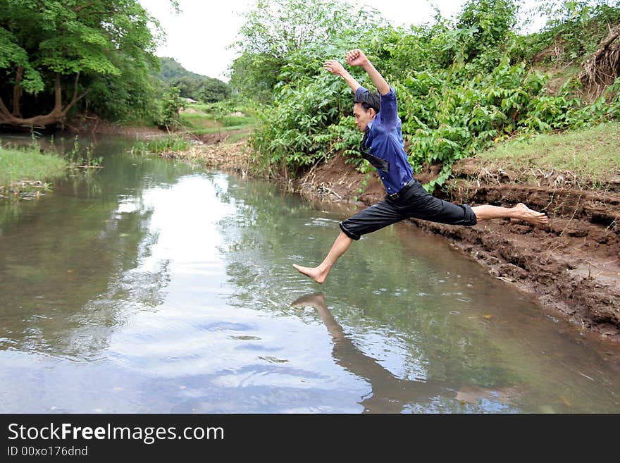 Business man jumping