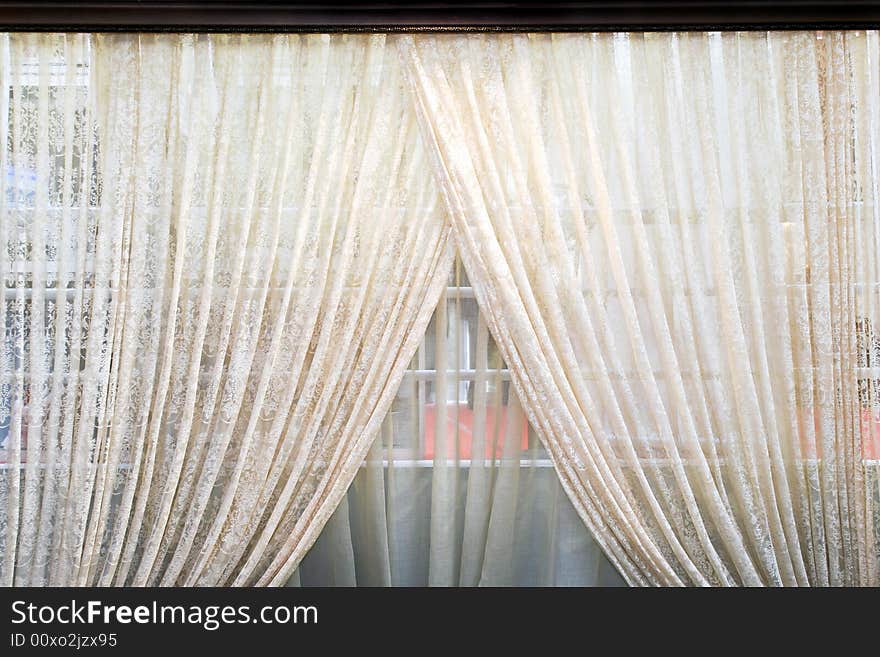 Old semi transparent double side light curtains. Old semi transparent double side light curtains